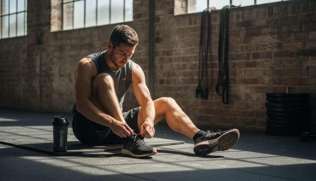 Hyrox athlete preparing in sunlit gym