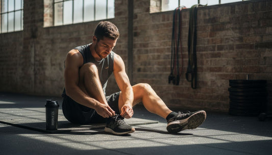 Hyrox athlete preparing in sunlit gym