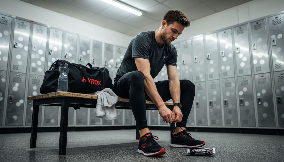 UK athlete prepping for workout in gym locker