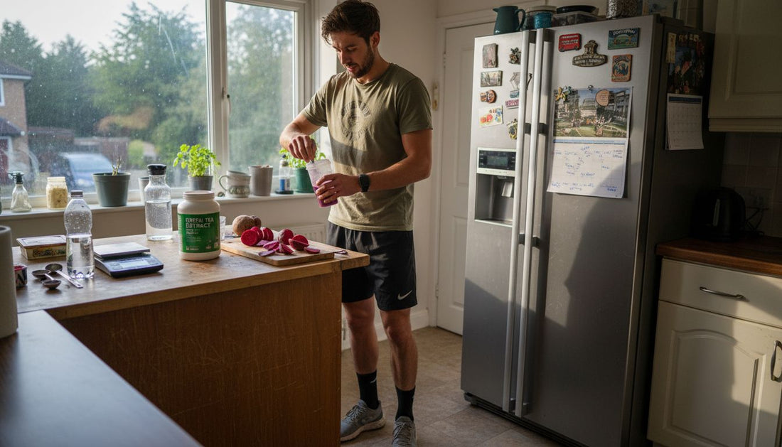 Athlete preparing all-natural pre-workout drink