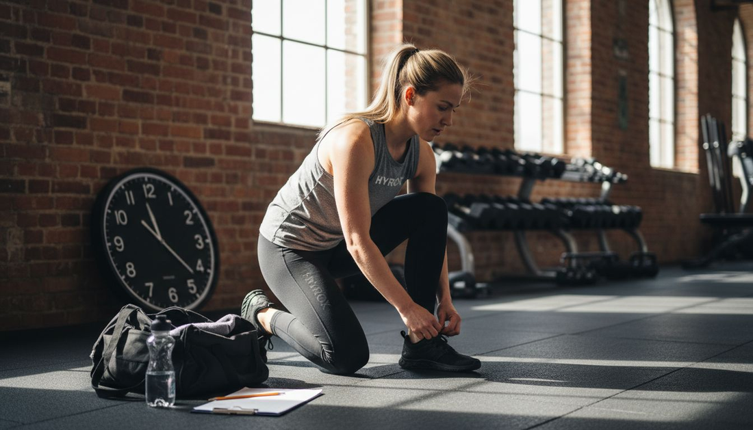 Hyrox athlete preparing for morning workout in gym