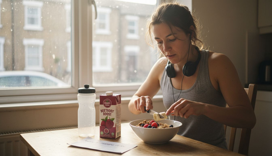 Female athlete preparing nutritious pre-workout meal