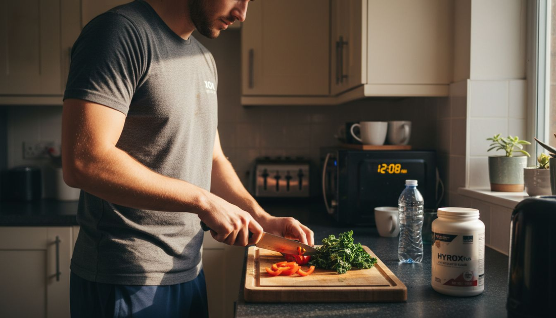 Hyrox athlete prepares nutrient-rich meal