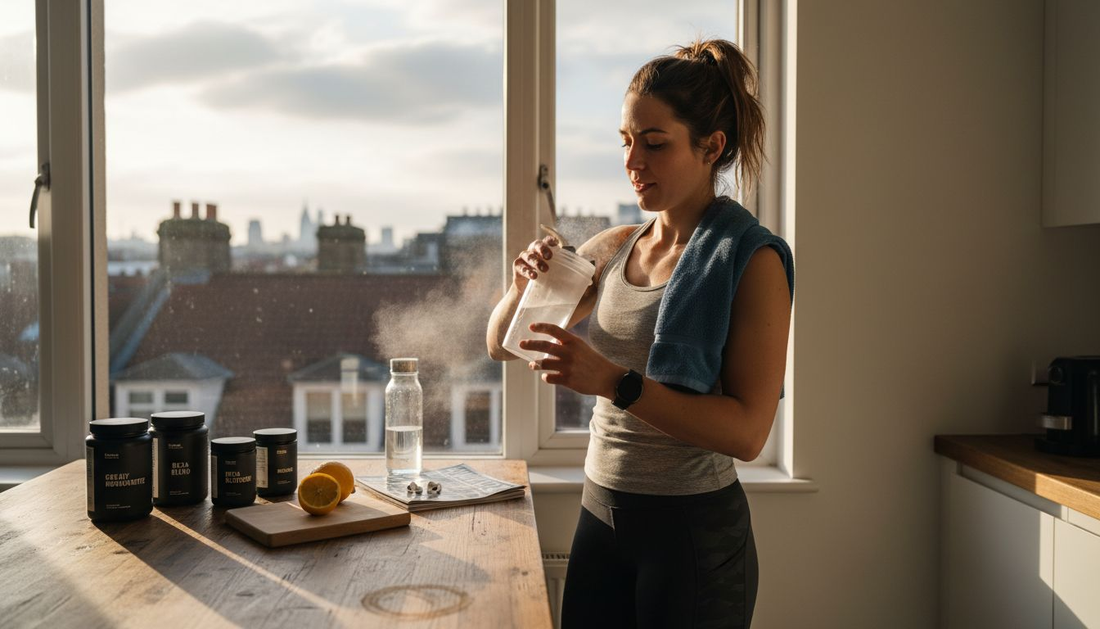 Athlete mixing natural pre-workout drink