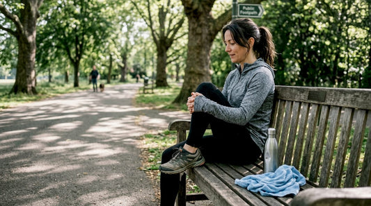 Female athlete recovering after morning run