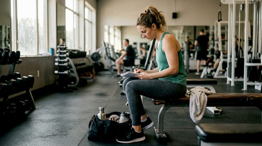Female athlete preparing before gym workout
