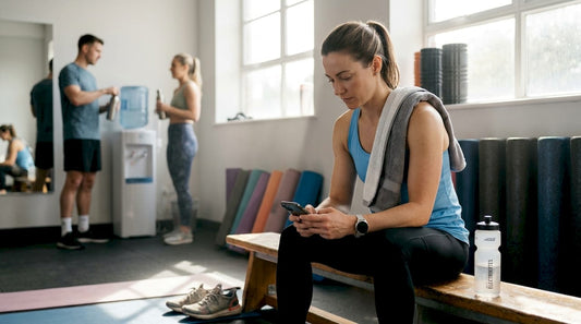 Female athlete checks hydration data post-workout