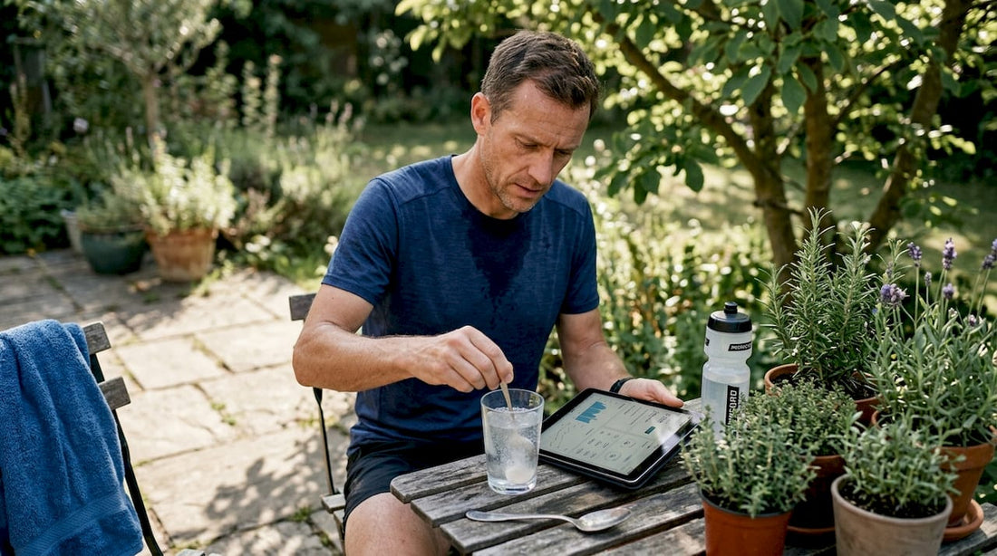Athlete preparing magnesium supplement post-training
