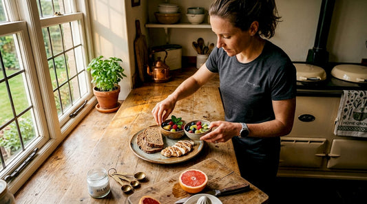 Athlete preparing balanced pre-workout meal
