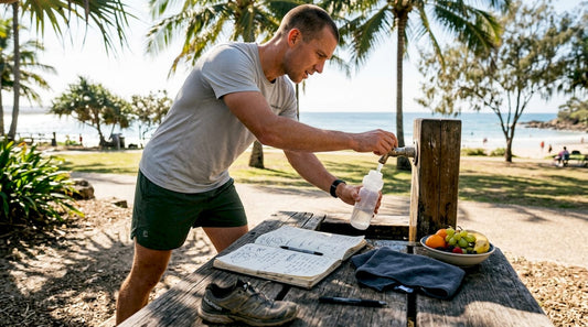 Athlete hydrating during outdoor training session