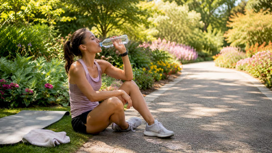 Runner rehydrating outdoors after exercise