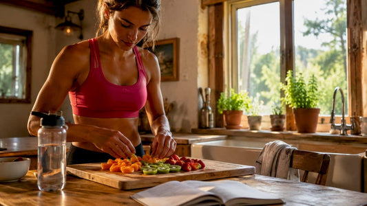 Athlete preparing vitamin C rich fruit salad