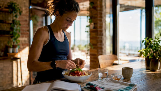 Athlete preparing carb-rich meal before race