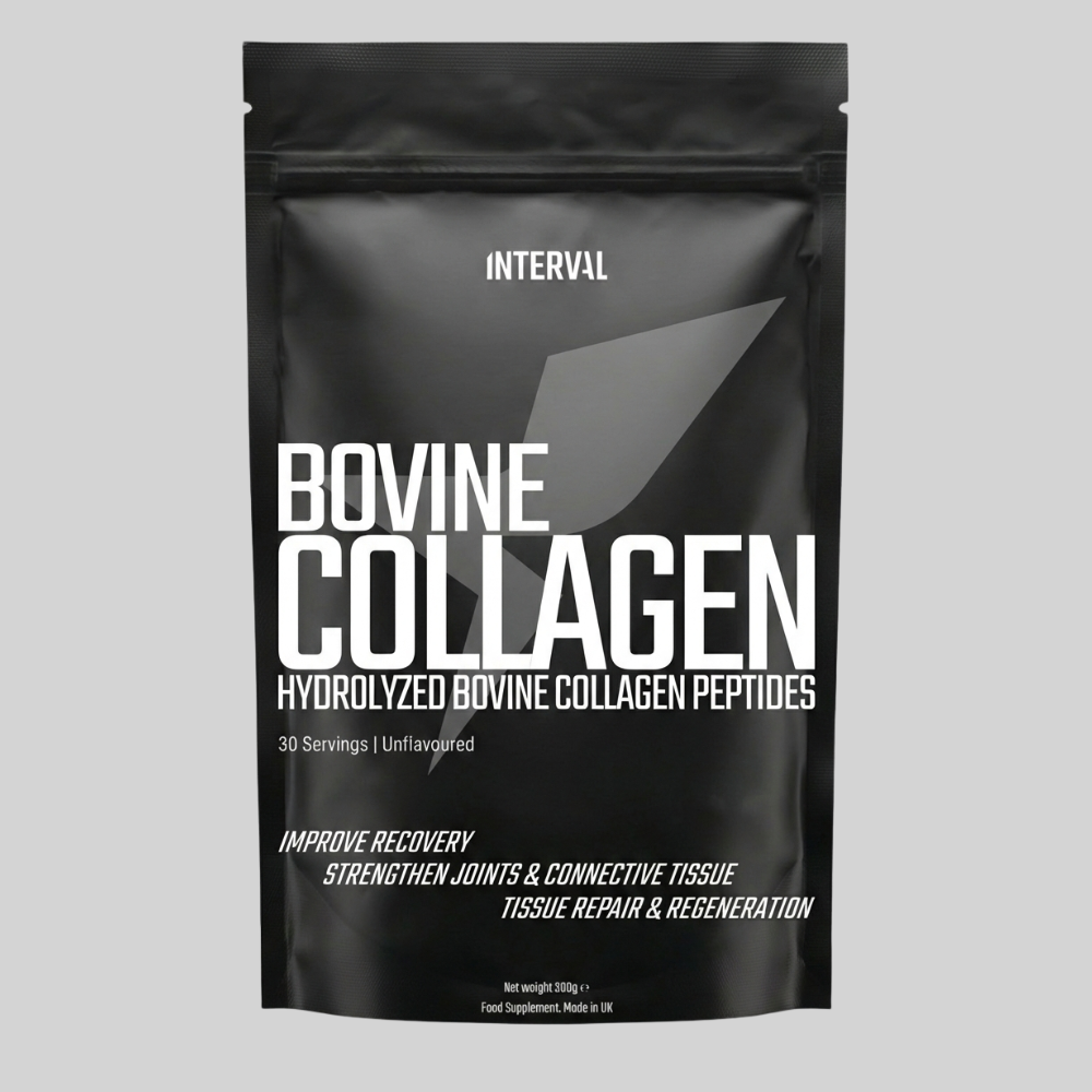 Interval Bovine Collagen 300g unflavoured powder in a white pouch