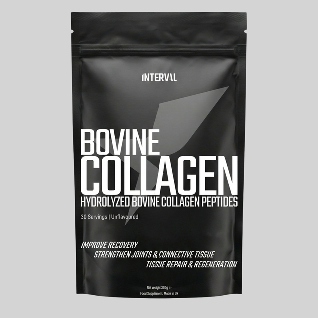 Interval Bovine Collagen 300g unflavoured powder in a white pouch