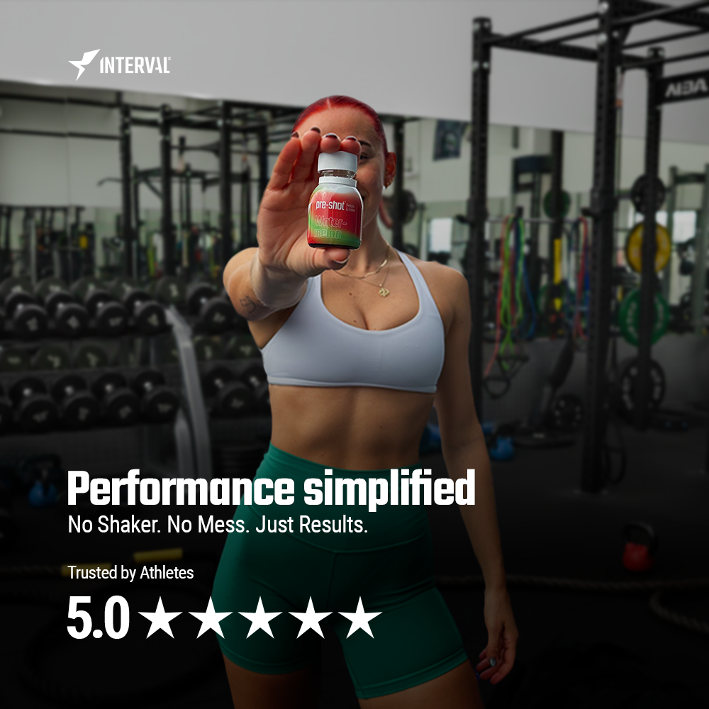Interval Pre-Shot pre-workout supplement facts and ingredient panel