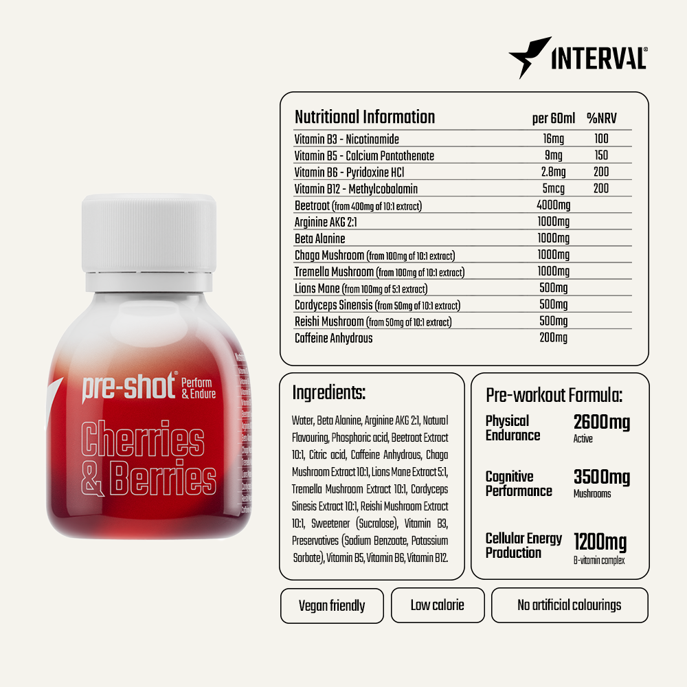 Interval Pre-Shot Variety Pack all three flavours - Cherries and Berries, Apple and Mango, Watermelon